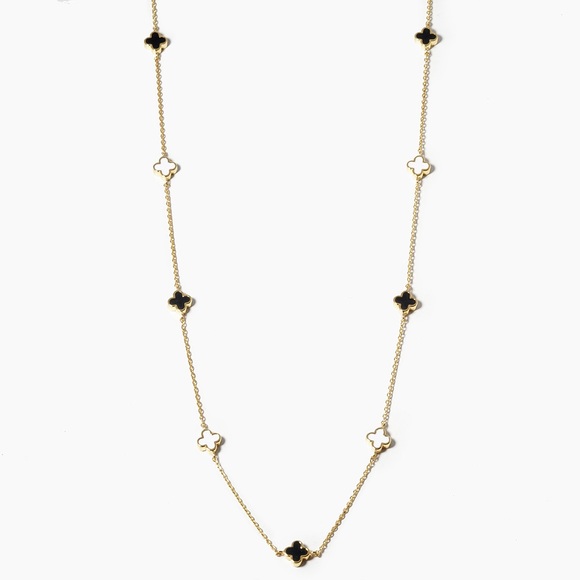 OUT OF STOCK Gold Dipped Quatrefoil Clover Station Necklace - Picture 2 of 3